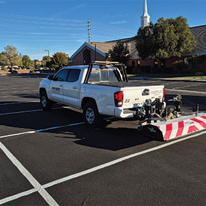 Truck used for GRP Scanning in a parking lot