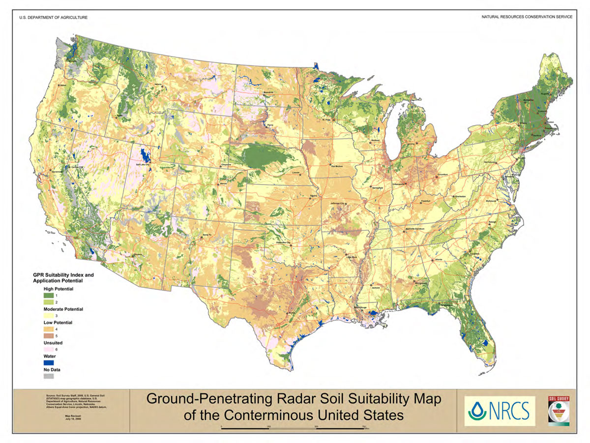 Map from the department of the agricolture showing the different type of soil across the US