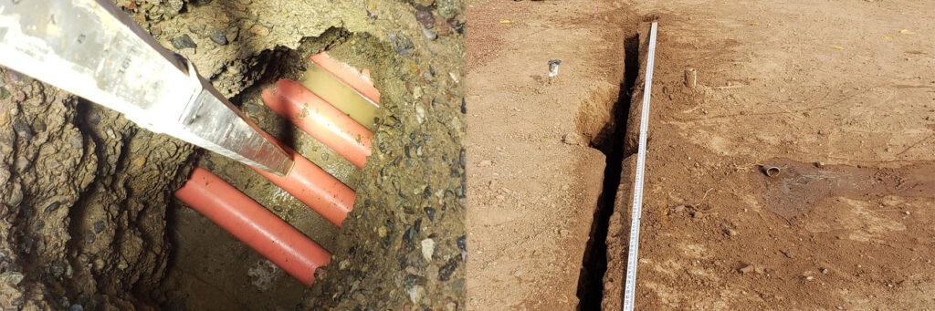 photo representing the difference cut between slot-trenching and potholing