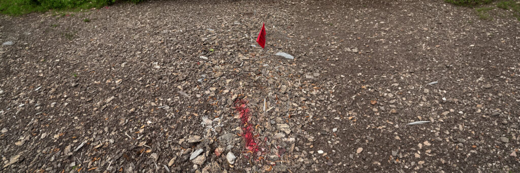red pain on the ground, showing subsurface electrical utility